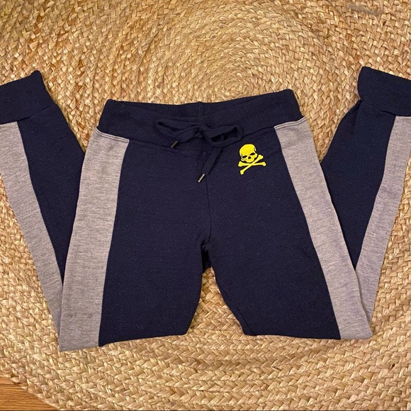 Soul Cycle x Sundry Skull Navy Grey Stripe joggers - Picture 1 of 5